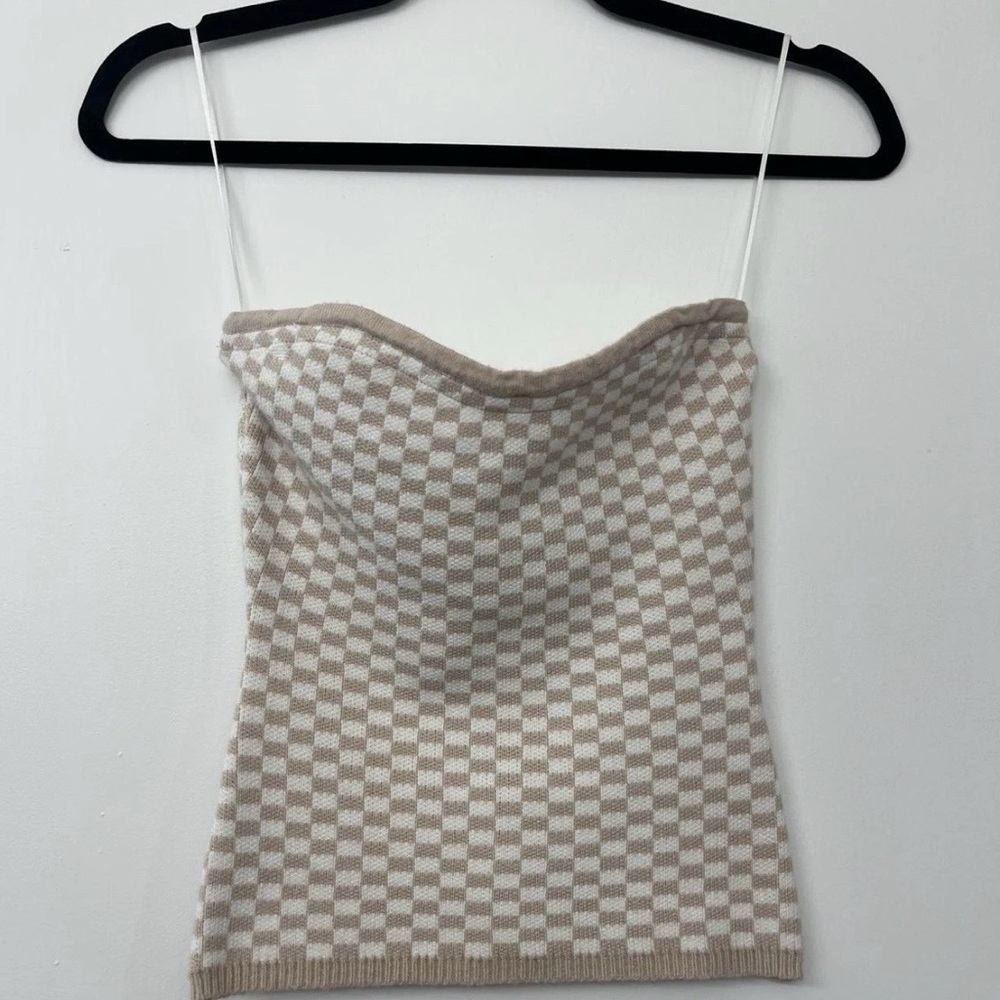 4th and Reckless Checkered Knit Tube Top retro size extra small strapless